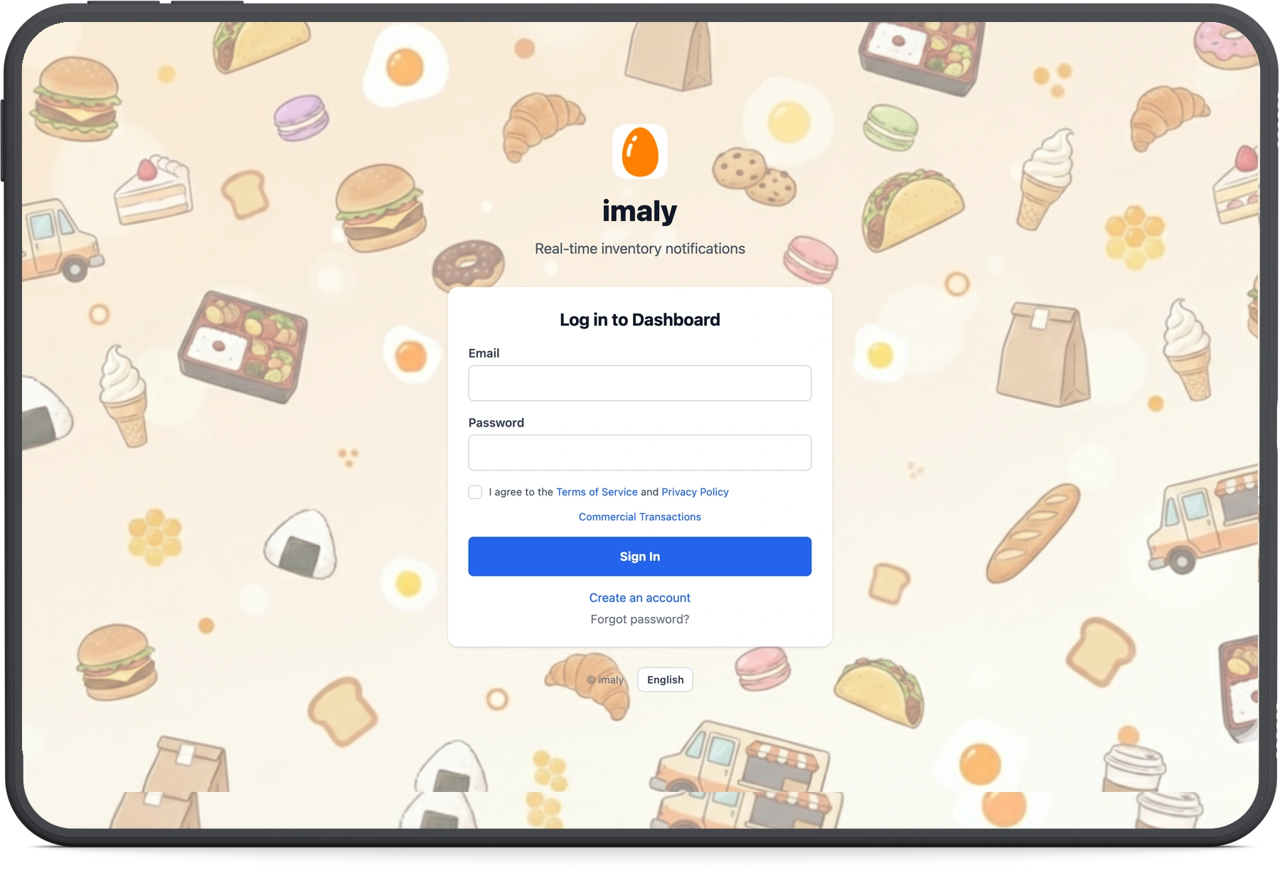 Login screen